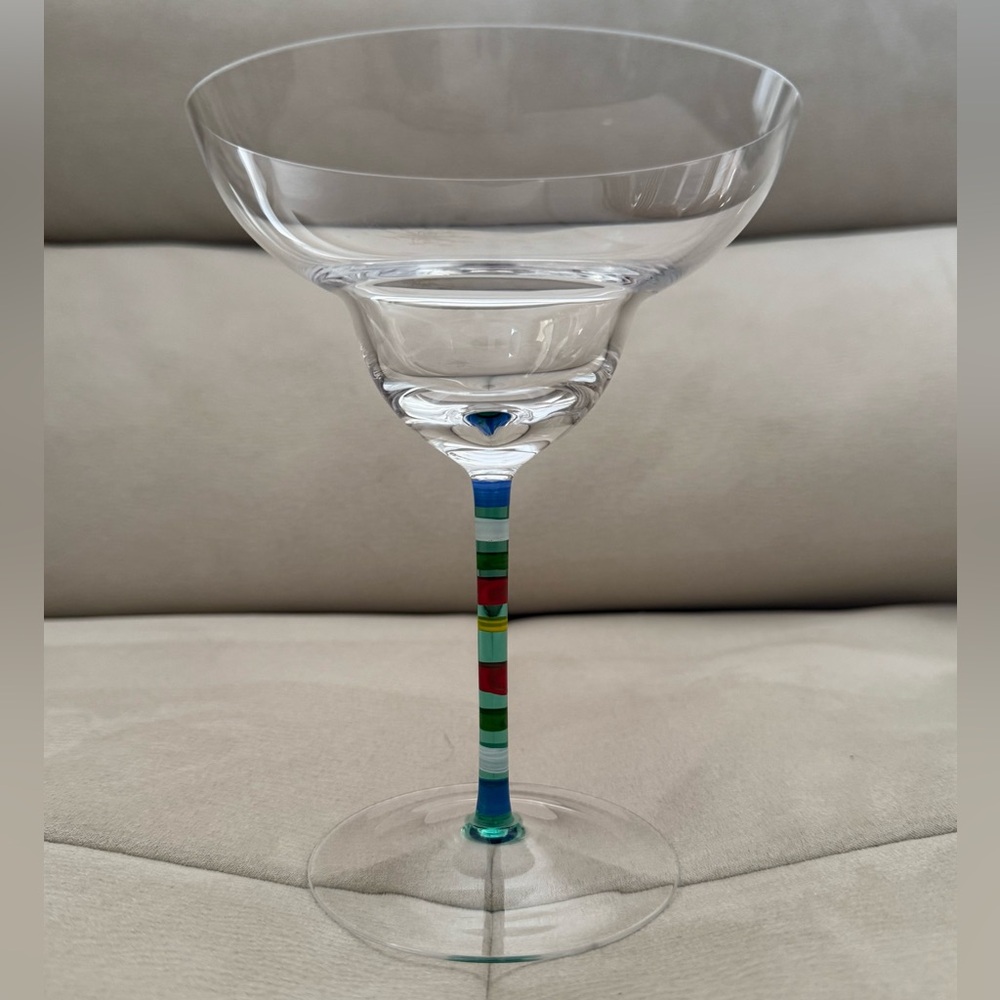 Crate and Barrel CAPRICE multicolor stem margarita glass. (1) Like new 6 3/4 H